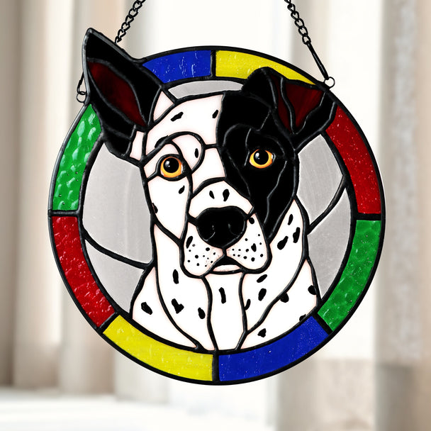 Cuddle&Shine Custom Stained Glass Pet Portraits Dog - Round Frame