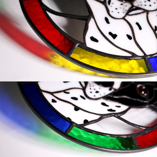 Cuddle&Shine Custom Stained Glass Pet Portraits Dog - Round Frame