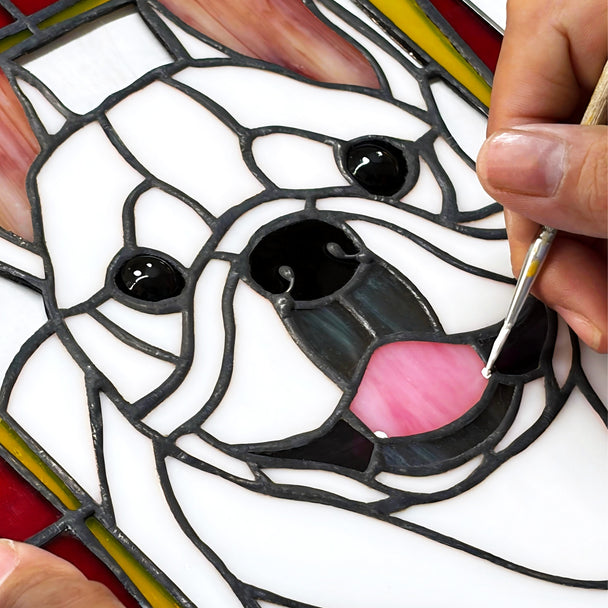 Cuddle&Shine Custom Stained Glass Pet Portraits Dog - Rectangle Frame