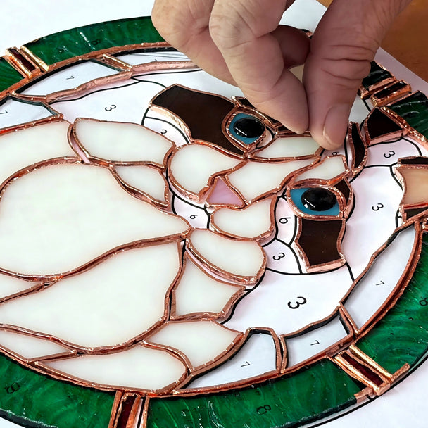 Cuddle&Shine Custom Stained Glass Pet Portraits Cat - Round Frame