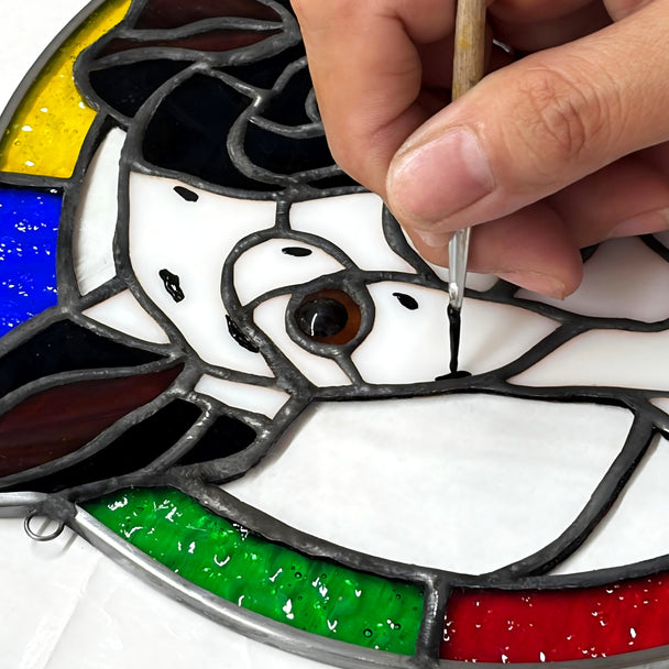 Cuddle&Shine Custom Stained Glass Pet Portraits Dog - Round Frame