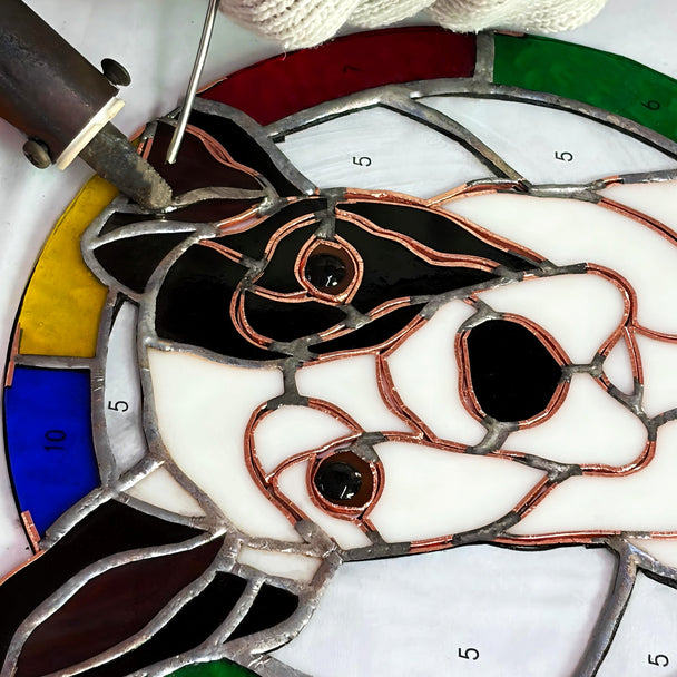 Cuddle&Shine Custom Stained Glass Pet Portraits Dog - Round Frame