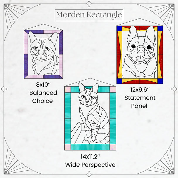Cuddle&Shine Custom Stained Glass Pet Portraits Dog - Rectangle Frame