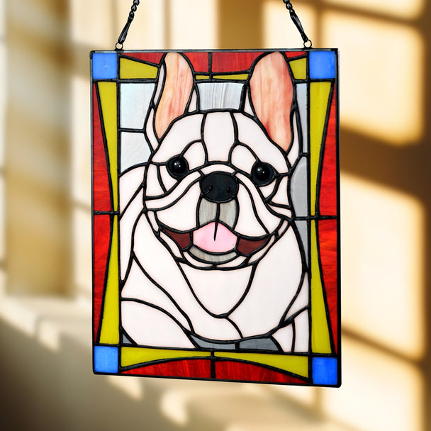 Cuddle&Shine Custom Stained Glass Pet Portraits Dog - Rectangle Frame